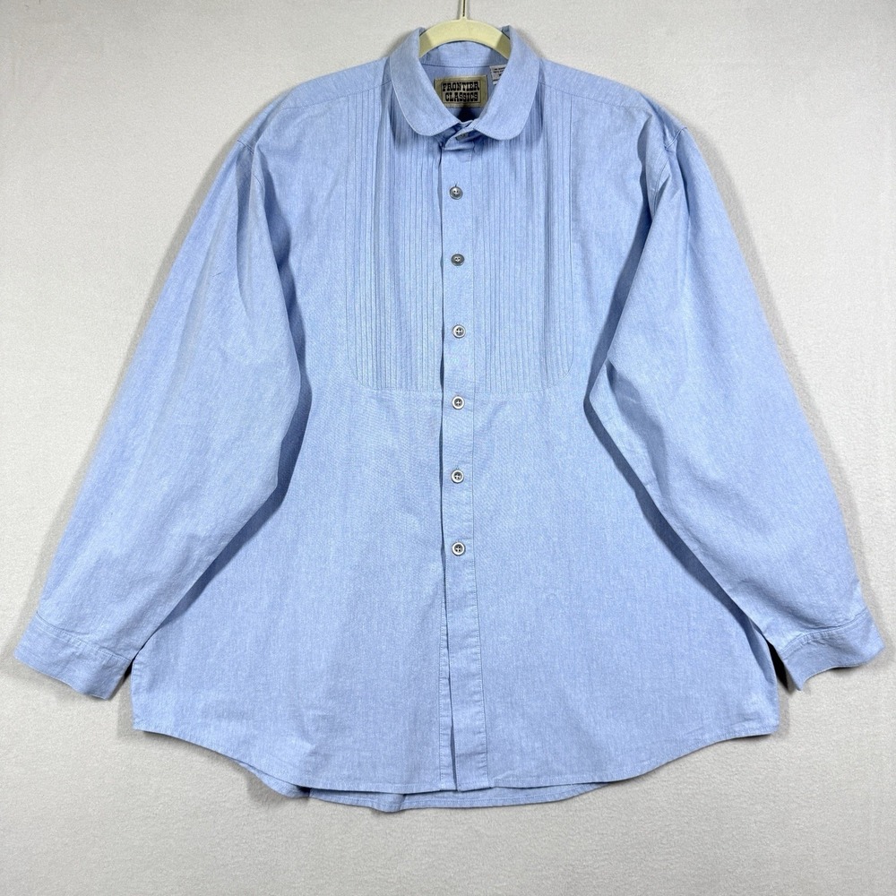 Frontier Classics Shirt Mens XL Bib Front Western Costume Cosplay Cowboy Blue
